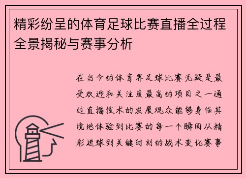 精彩纷呈的体育足球比赛直播全过程全景揭秘与赛事分析